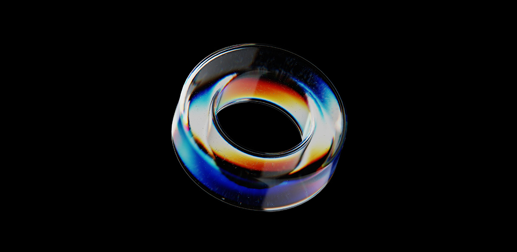 Immagine di un anello in 3d dai colori trasparenti