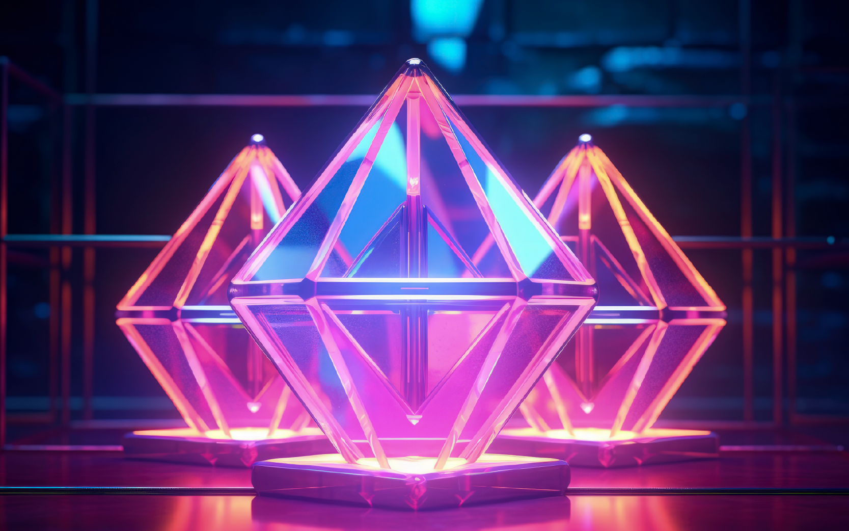 immagine astratta di tetraedri colorati