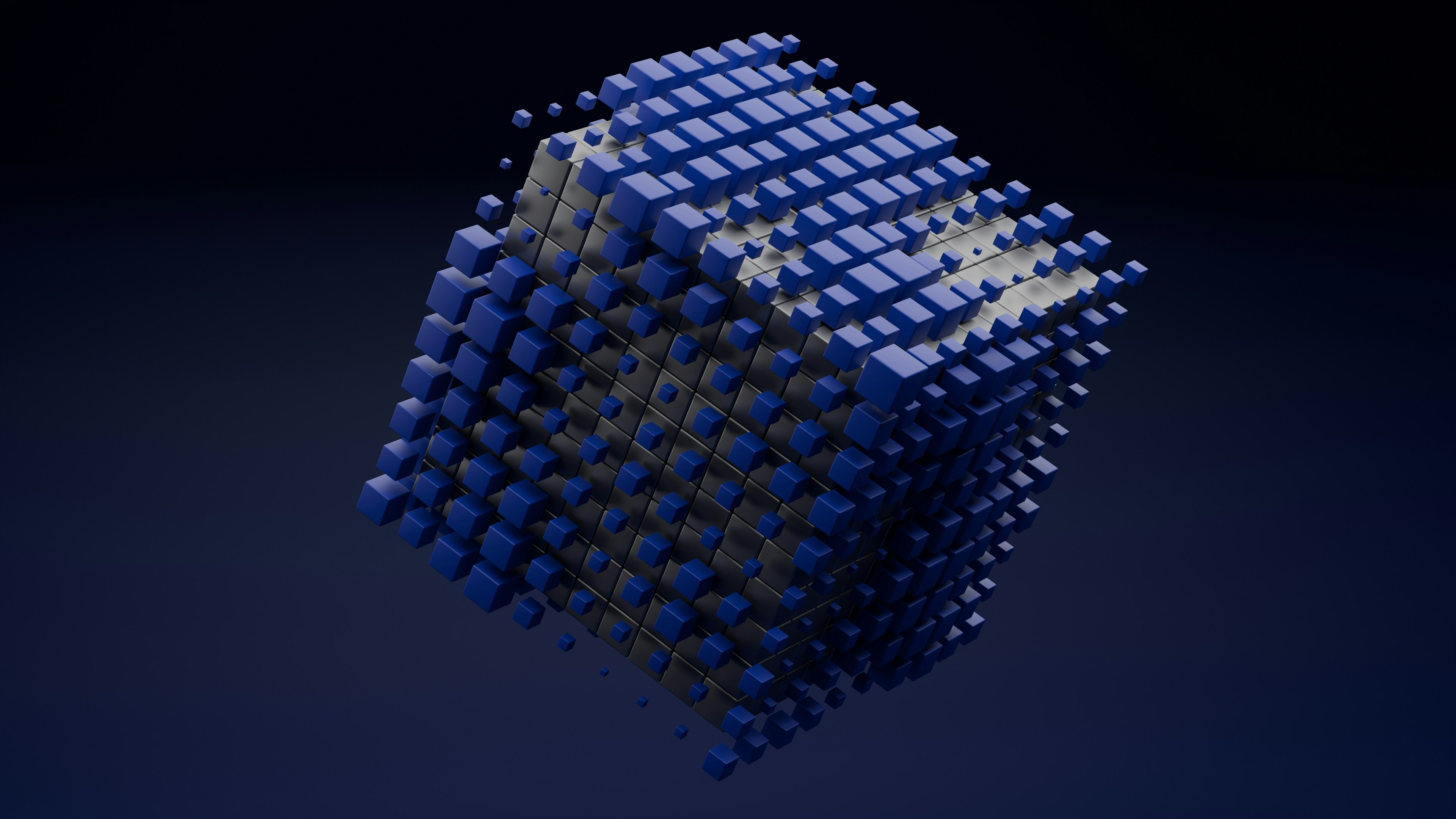 figura geometrica cubica astratta dai colori blue e grigio