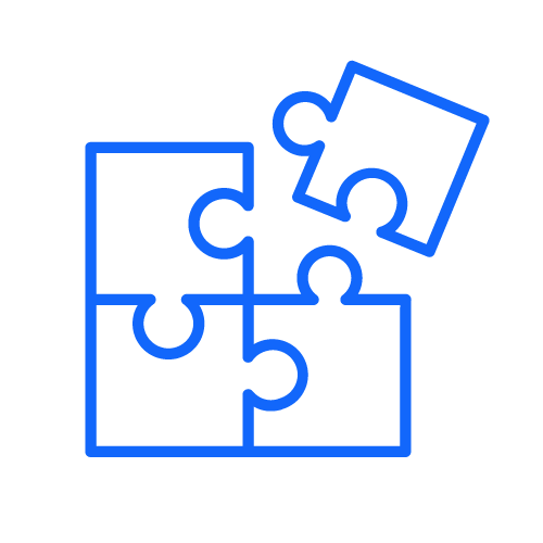 icona blu di pezzi di un puzzle