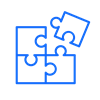 icona blu di pezzi di un puzzle