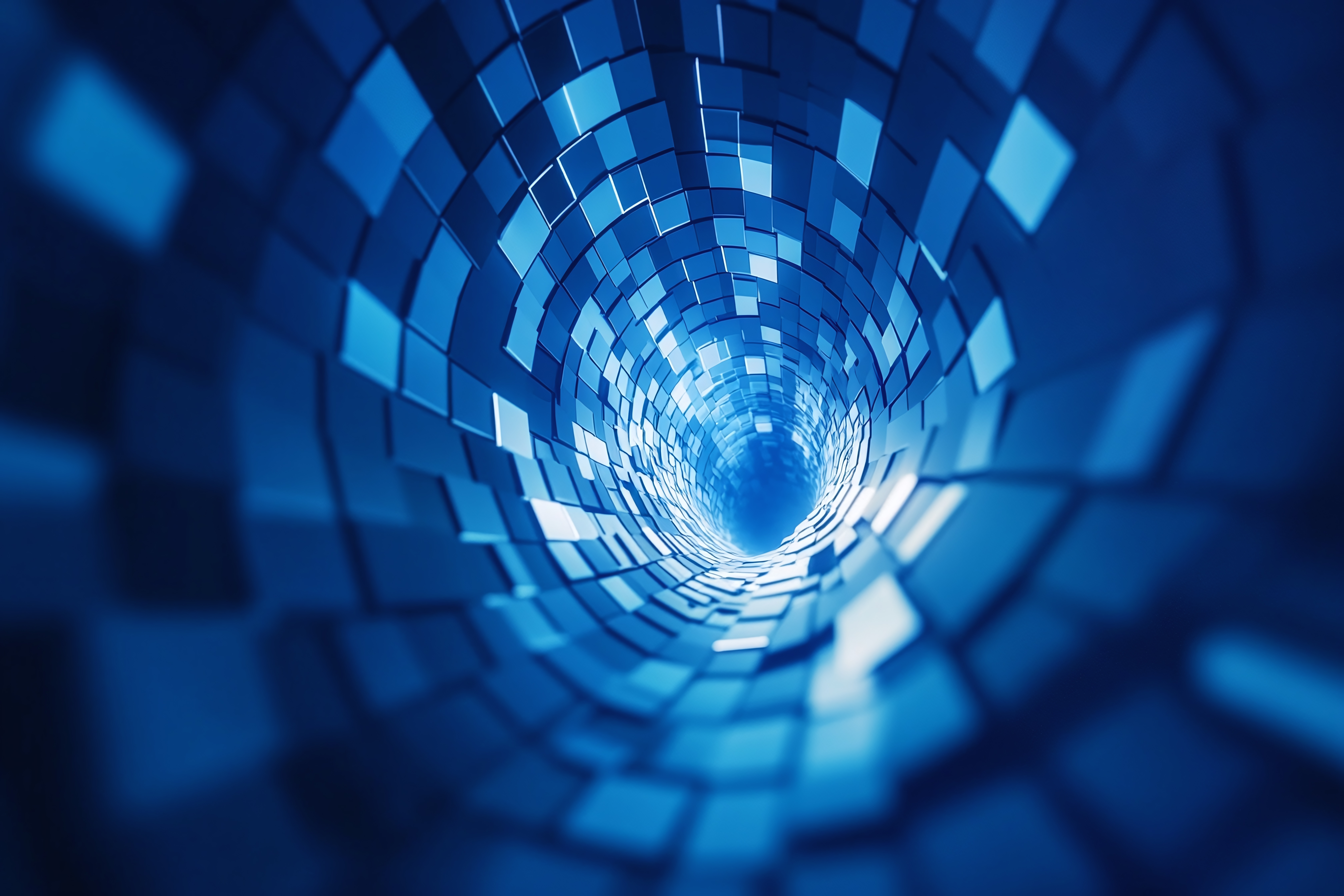 immagine astratta di un flusso tridimensionale dalle sfumature blu e celeste