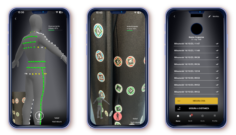 screen delle schermate dell'app sviluppata