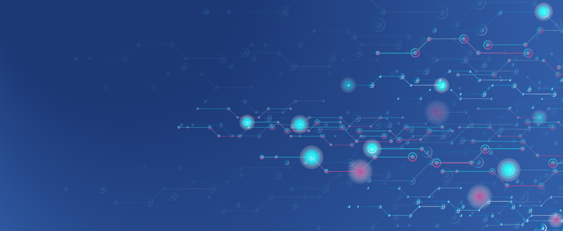 Immagine con sfondo blu ed elementi geometrici