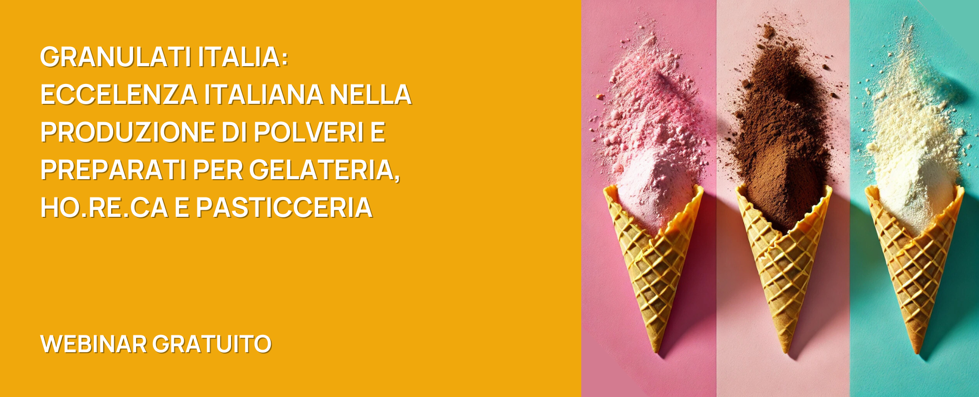 Immagine con titolo del webinar e tre gelati