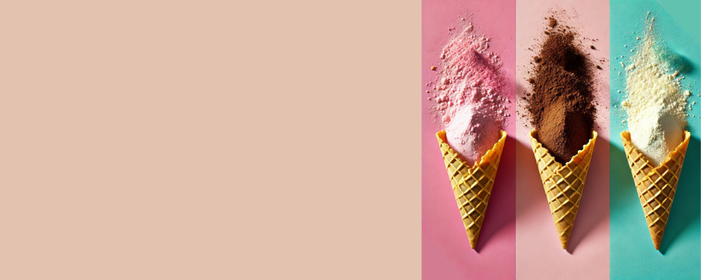 coni gelato con preparato in polvere