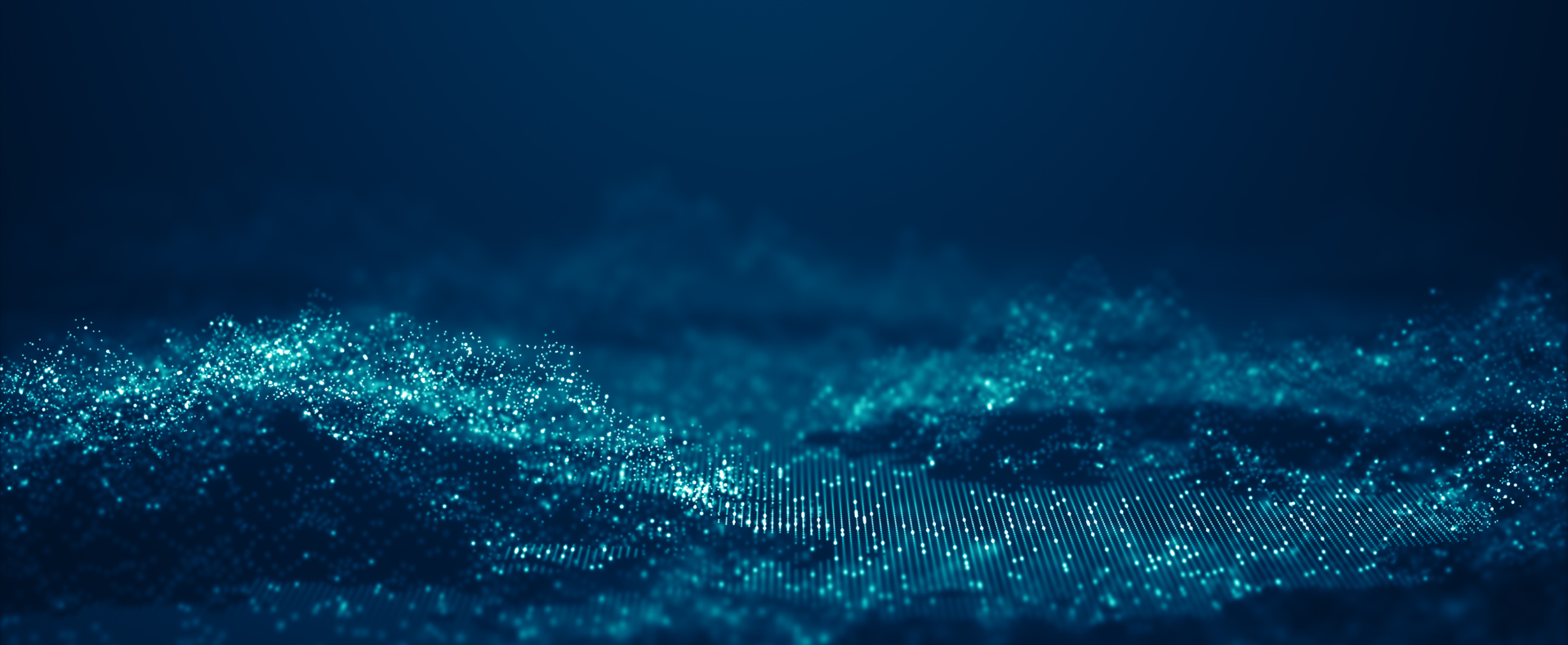 Visualizzazione digitale di un campo di punti luminosi su sfondo blu scuro