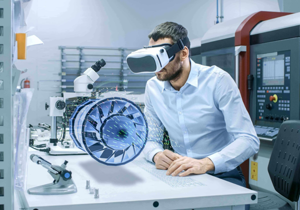 Ingegnere utilizza la realtà virtuale per progettare una turbina