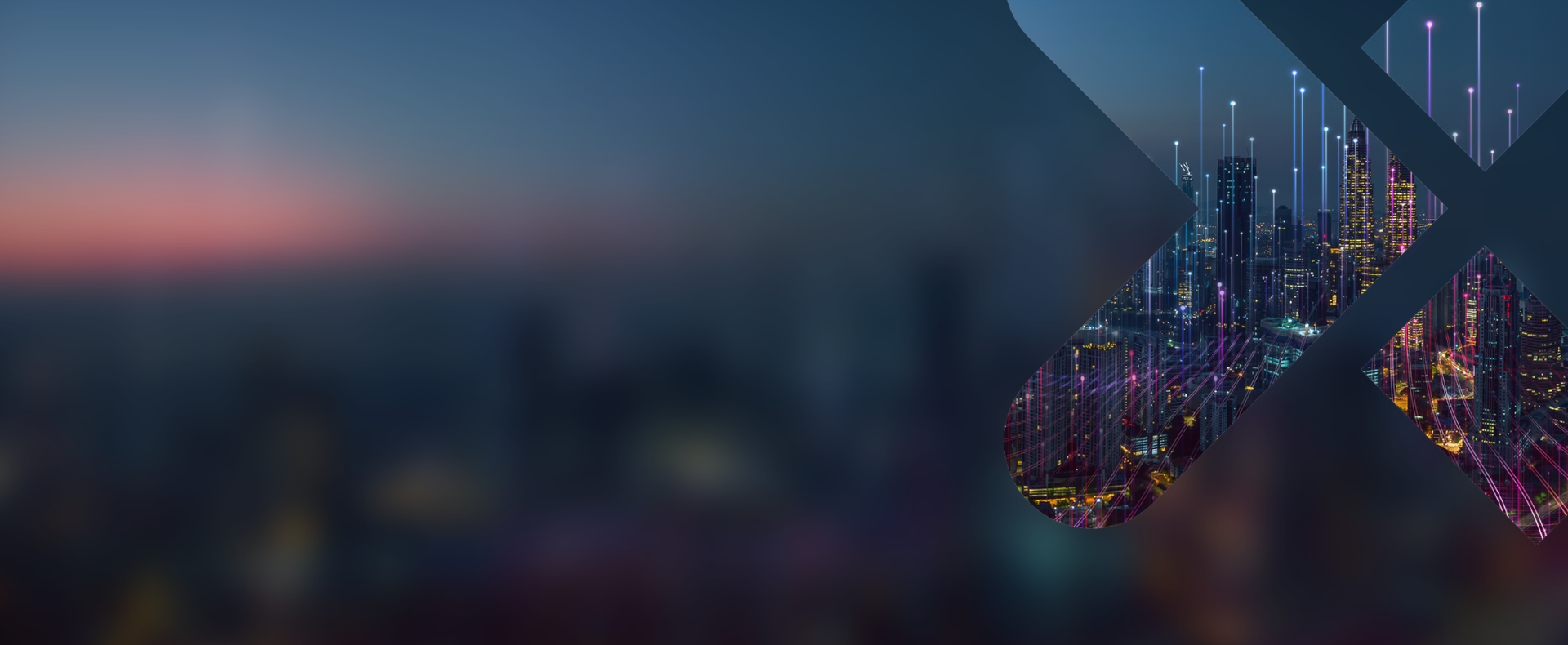 Skyline urbano al tramonto