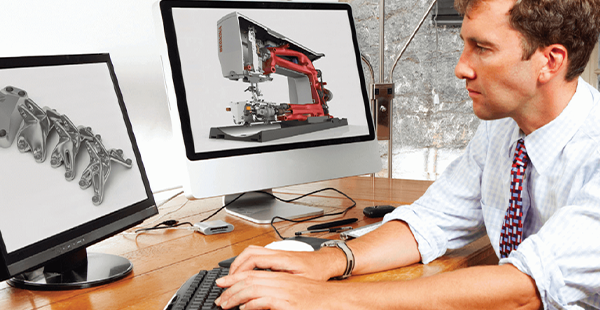 Progettista che lavora al computer su progetto di Generative Design