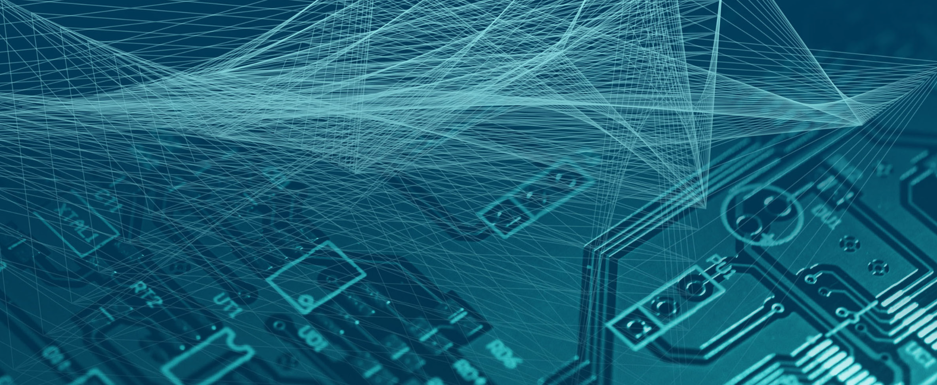Circuito elettronico con linee di rete sovrapposte che rappresentano la connettività