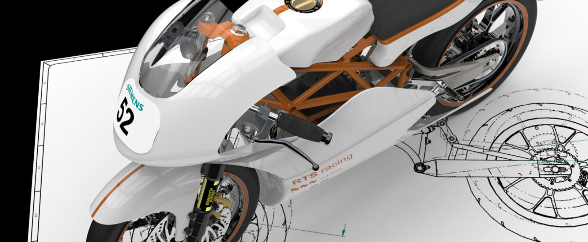 Prototipo di motocicletta progettato con software CAD