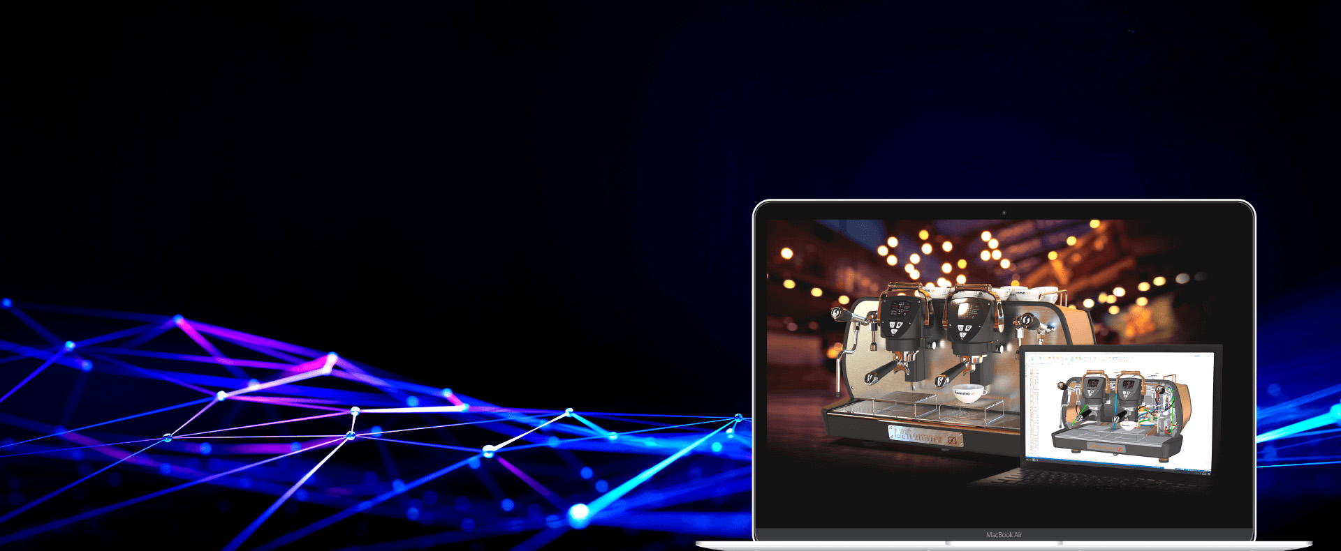 Schermata di un computer che mostra una macchina da caffè