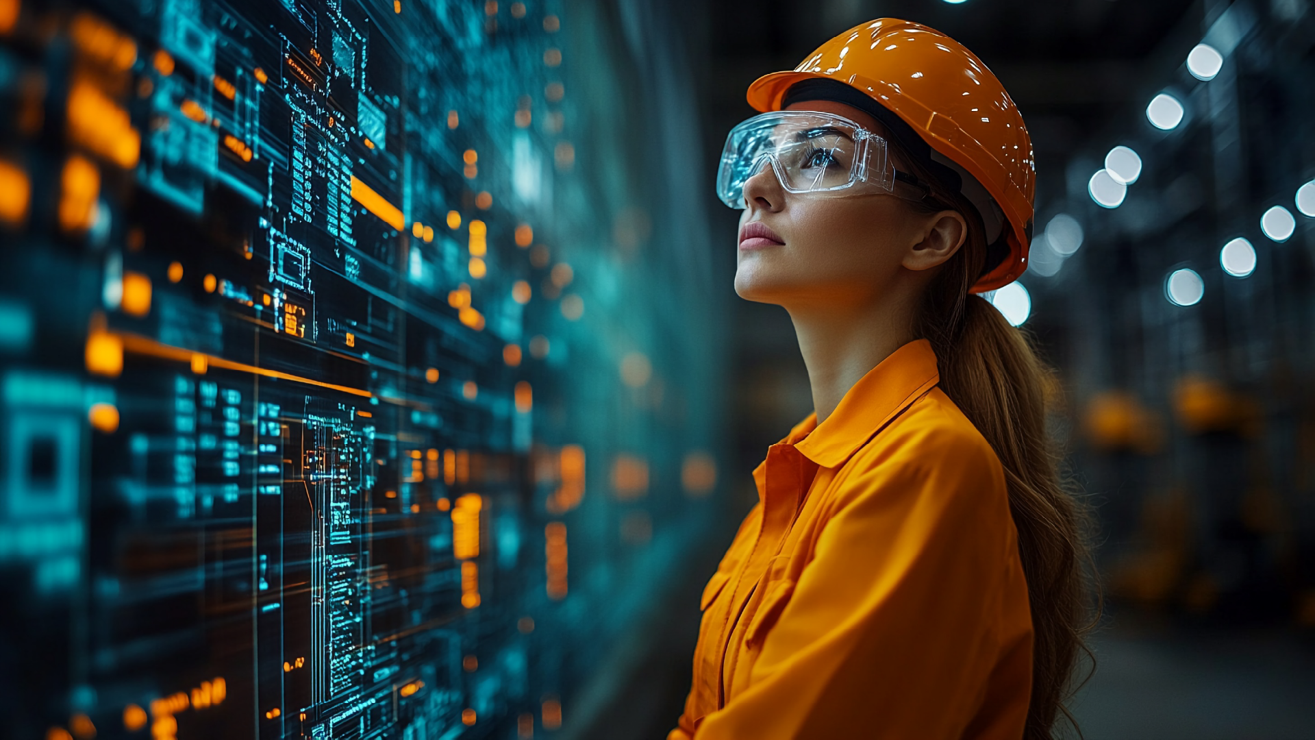 Cybersecurity macchine industriali secondo Regolamento UE 2023/1230 con operatore che monitora sistemi digitali e sicurezza OT