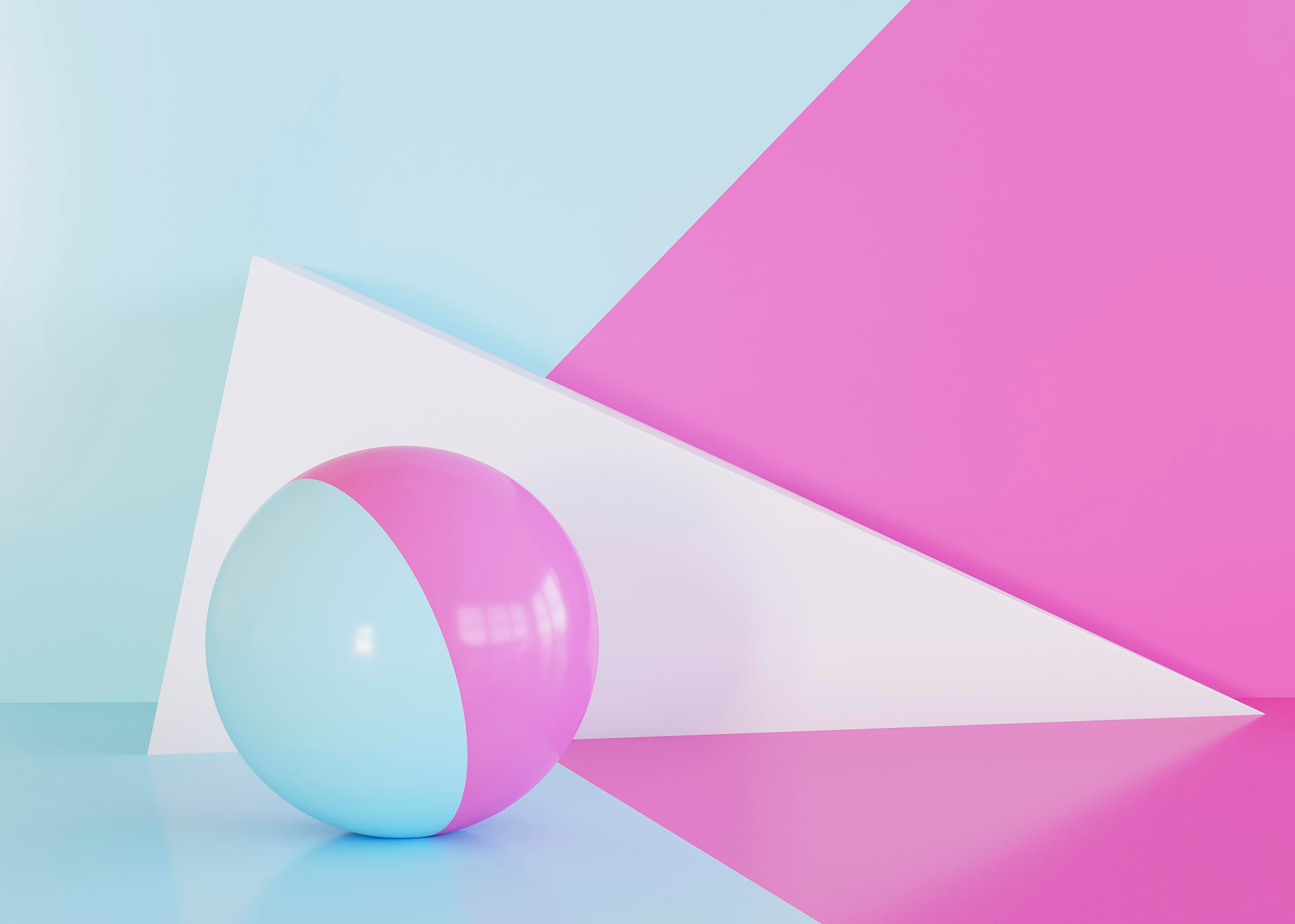Abstract visual featuring geometric shapes and shades of pink and blue, representing complex scenarios and interconnections in cybersecurity threats